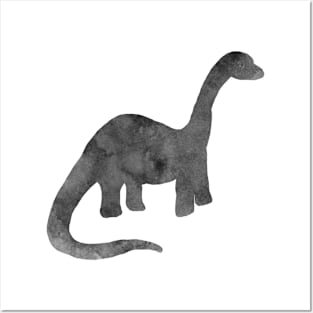 black/gray watercolor brachiosaurus dinosaur Posters and Art